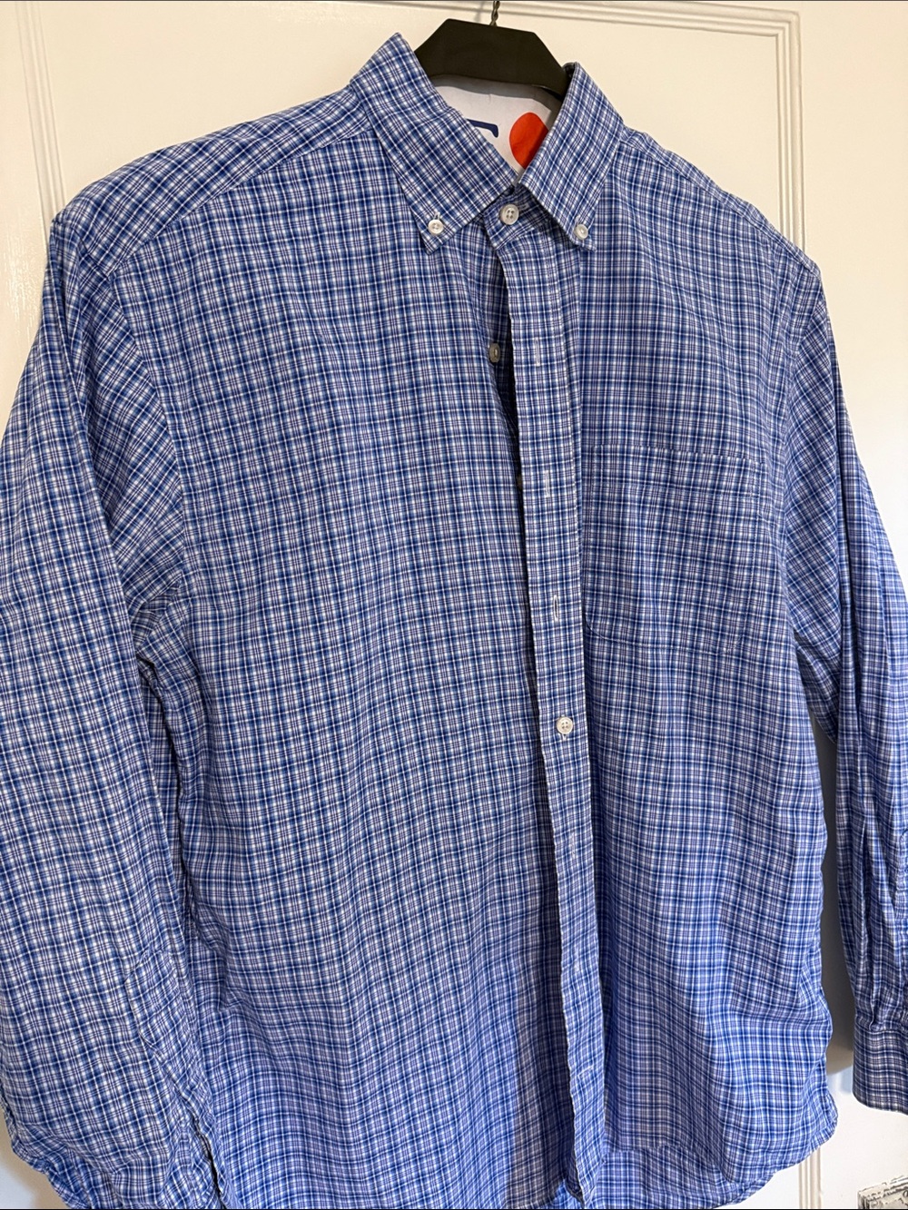Men's Blue Plaid Button-Down Shirt